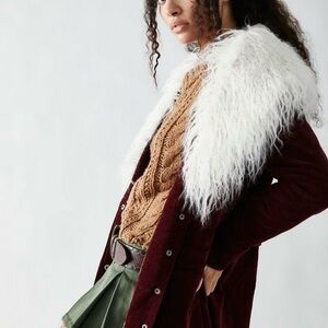 🩷NWT🩷 Free People Lady Lane Faux Fur Collar Jacket, Wine, Size S